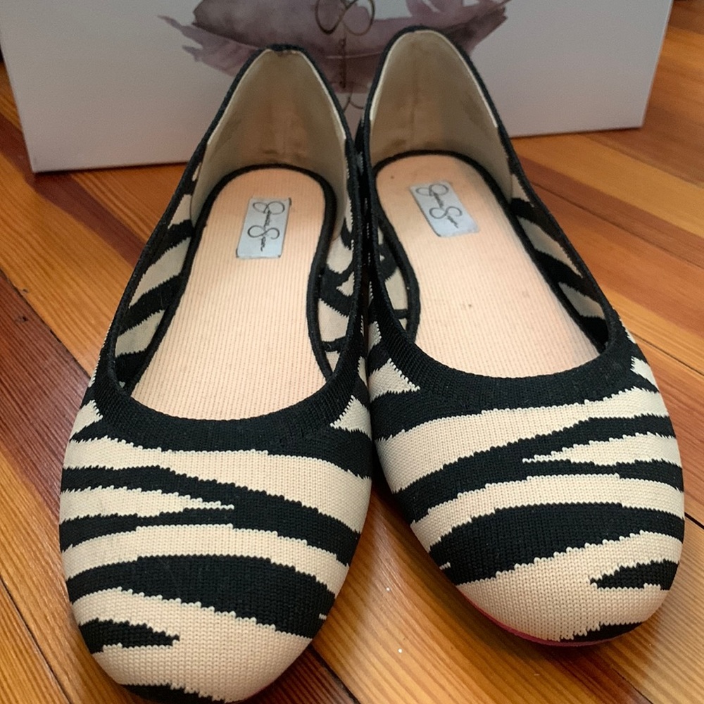 Jessica Simpson zebra print flats